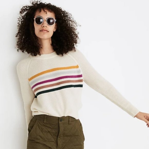 Madewell Sweaters - Madewell (Re)sponsible Cashmere Shrunken Sweatshirt Sweater Stripe Multi XS